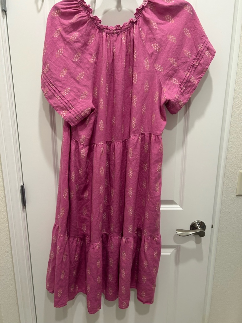 Wonderly Magenta Tiered Dress with Metallic Dots